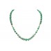 Women's Necklace 925 Sterling Silver beads green malachite stones P 404